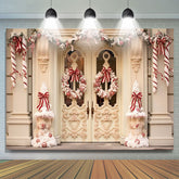Lofaris White Red Door Christmas Wreath Photography Backdrop